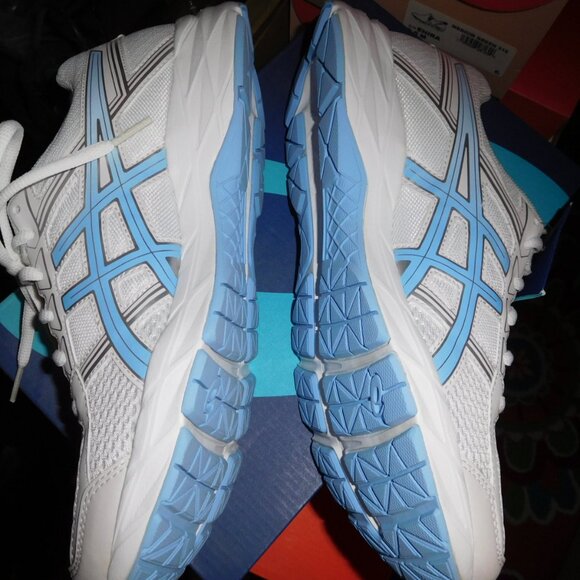 NEW 9.5M LADIES ASCIS GEL CONTEND 4 WHITE/BLUE BELL RUNNING SNEAKERS - Picture 10 of 11